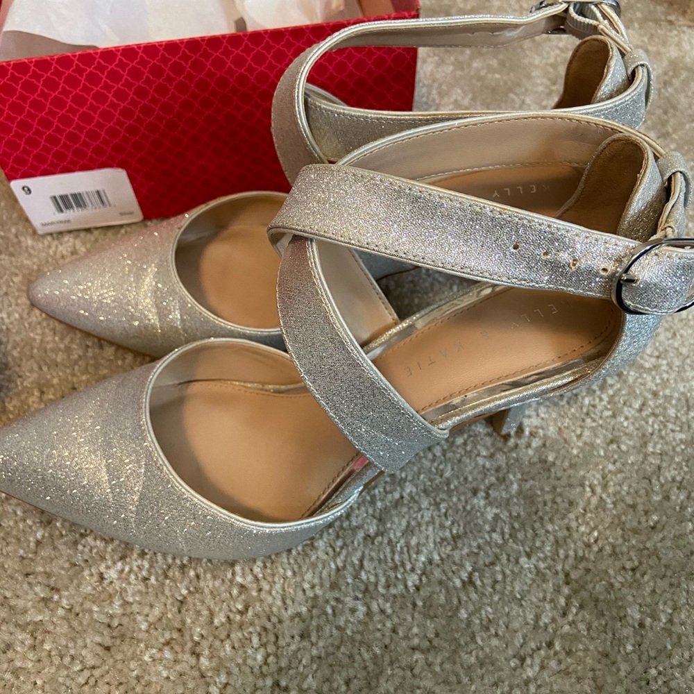 Silver Katie and Kelly Heels